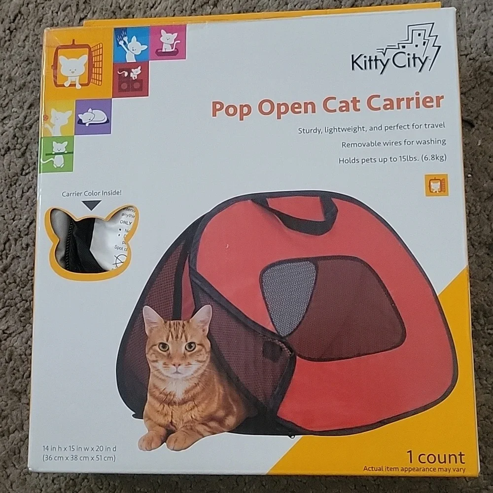 Pop open cat carrier